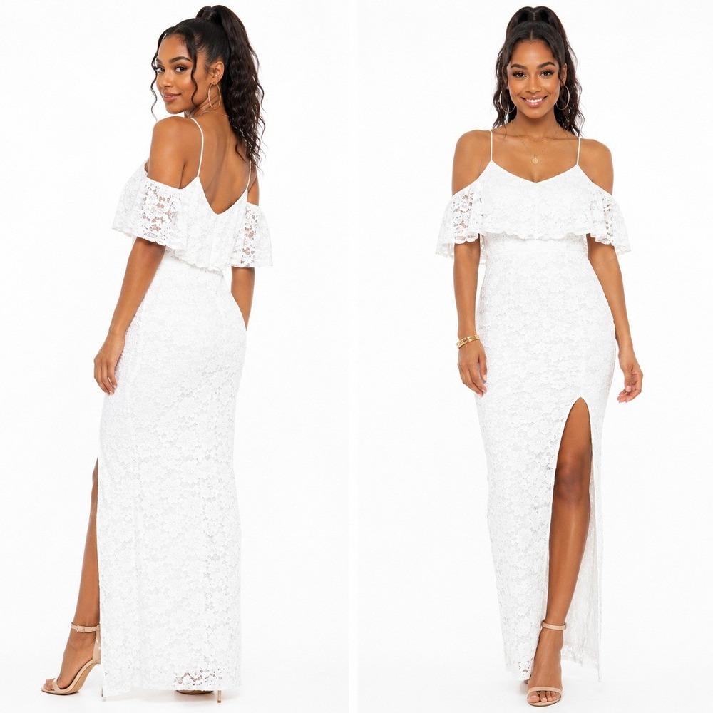 Women's White Lace Off Shoulder Dress by La Scala Size S New With Tags